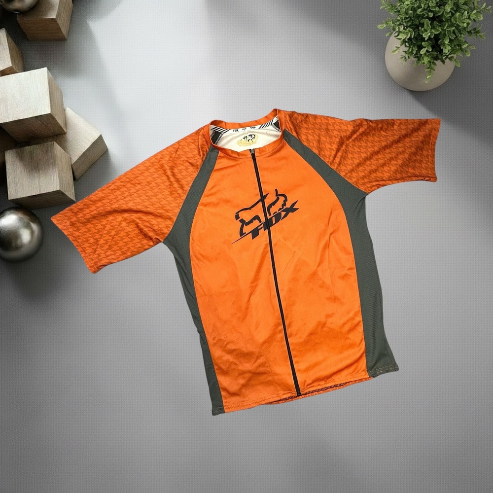 Vintage Fox Racing Jersey Orange Grey Y2K Motocross Cycling Shirt 1732